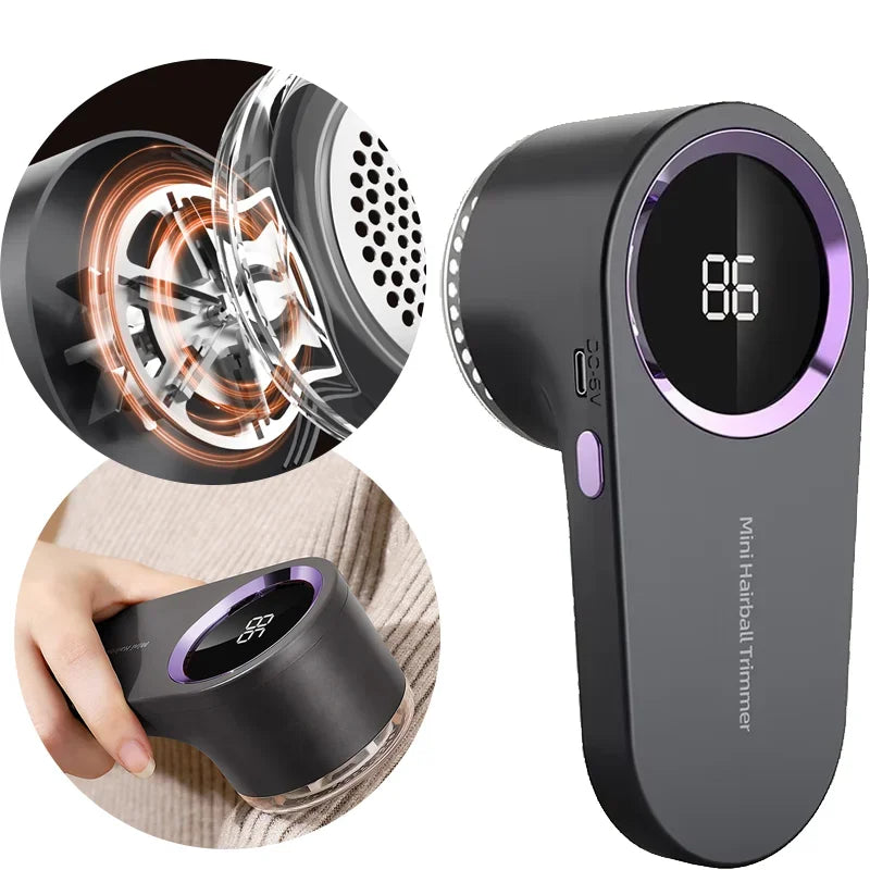 Anti-bouloches électrique portable pour vêtements, avec écran LED, rechargeable, pour le rasage des tissus et l'élimination des peluches