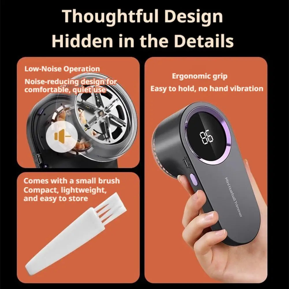 Anti-bouloches électrique portable avec affichage LED, rechargeable USB, pour vêtements et pulls