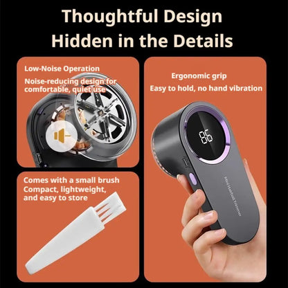 Anti-bouloches électrique portable avec affichage LED, rechargeable USB, pour vêtements et pulls