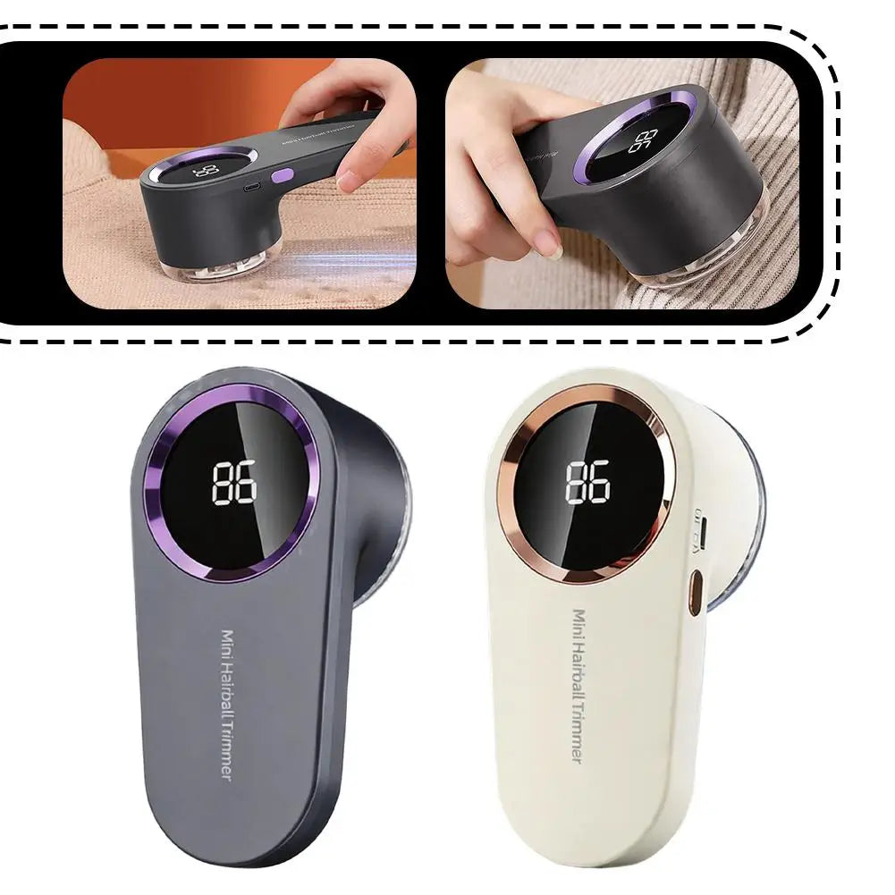 Anti-bouloches électrique portable avec affichage LED, rechargeable USB, pour vêtements et pulls